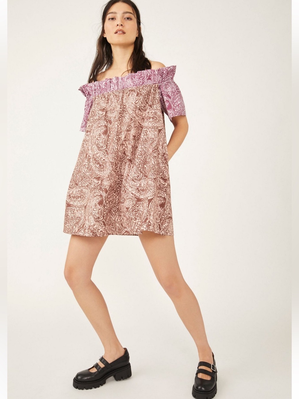 NWT Free People Sophie Printed Dress in Rose